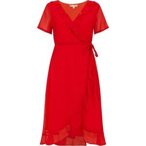 Yumi Womens/Ladies Frill V Neck Wrap Dress / Red